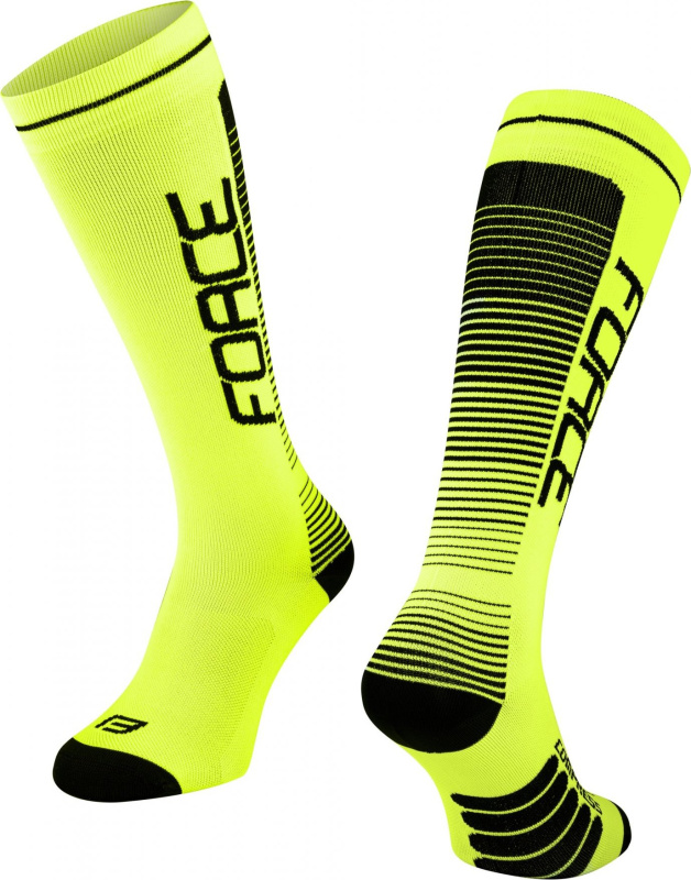 FORCE ponožky F COMPRESS, fluo-černé Velikost: S-M/36-41
