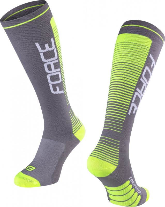 FORCE ponožky F COMPRESS, šedo-fluo Velikost: S-M/36-41