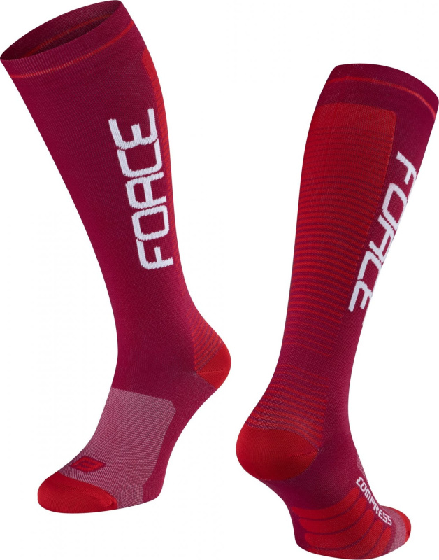FORCE ponožky F COMPRESS, bordó-červené Velikost: S-M/36-41