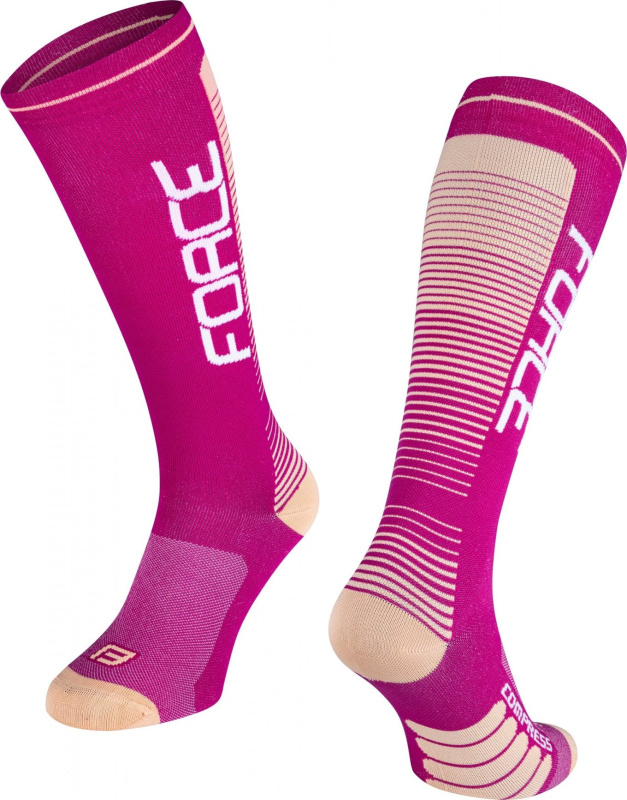 FORCE ponožky F COMPRESS, fialovo-meruňkové Velikost: L-XL/42-47