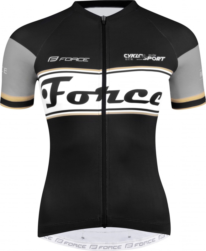 FORCE dres F RETRO LADY kr. rukáv, černo-zlatý Velikost: L