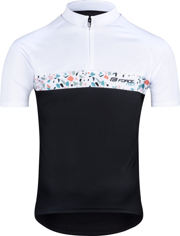 dres FORCE ROCK krátký rukáv, černo-bílý Velikost: XS