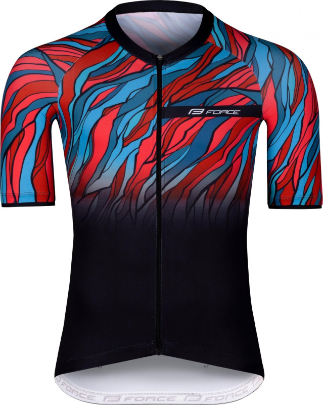 FORCE dres F LIFE kr. rukáv, černo-petrolej-červený Velikost: L