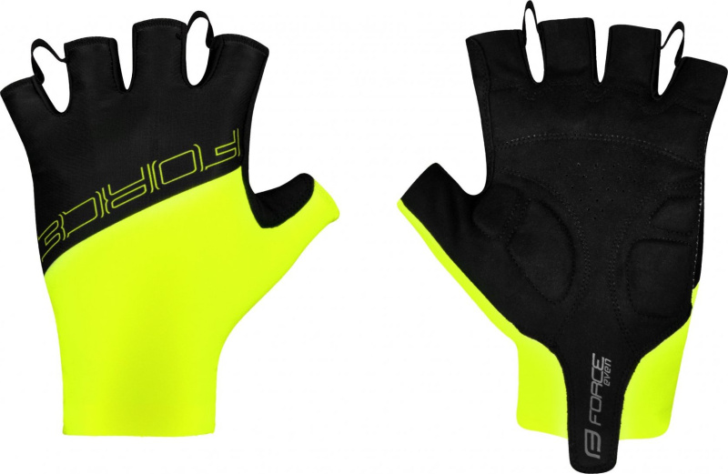 rukavice FORCE EVEN bez zapínání, fluo-černé Velikost: XL