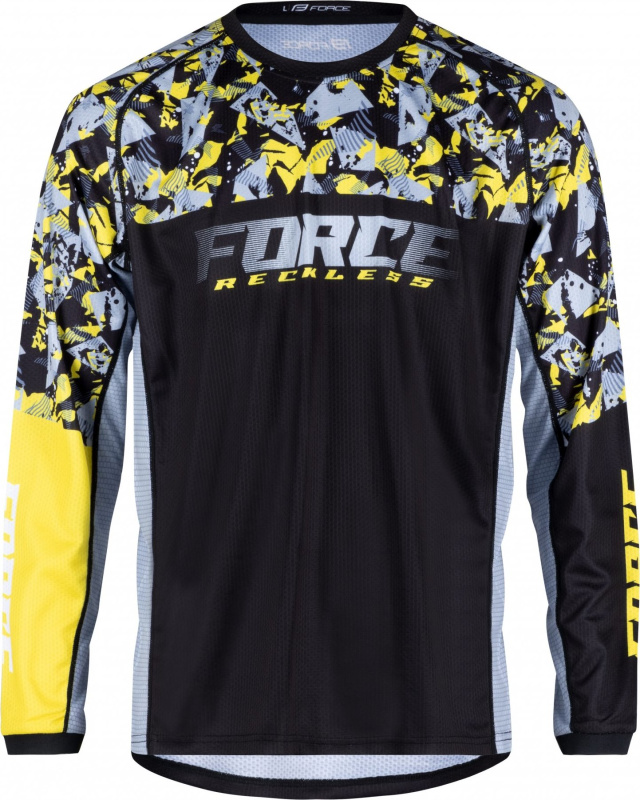 FORCE dres F RECKLESS dl. rukáv, černo-žluto-šedý Velikost: XXL