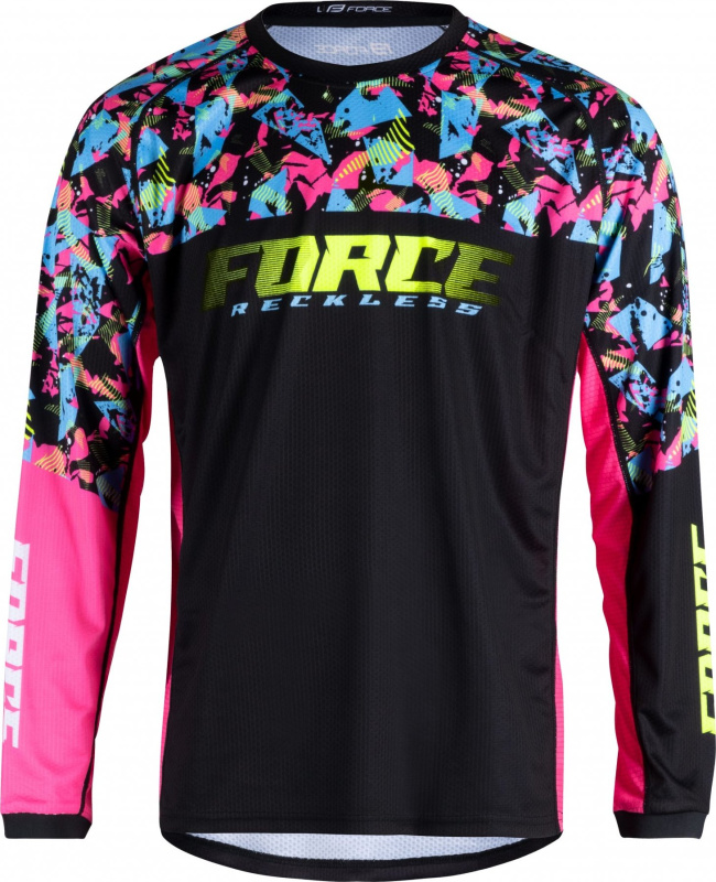 FORCE dres F RECKLESS dl. rukáv, černo-růžovo-fluo Velikost: L