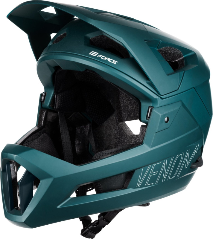 přilba FORCE VENOM downhill, petrolejová Velikost: L-XL