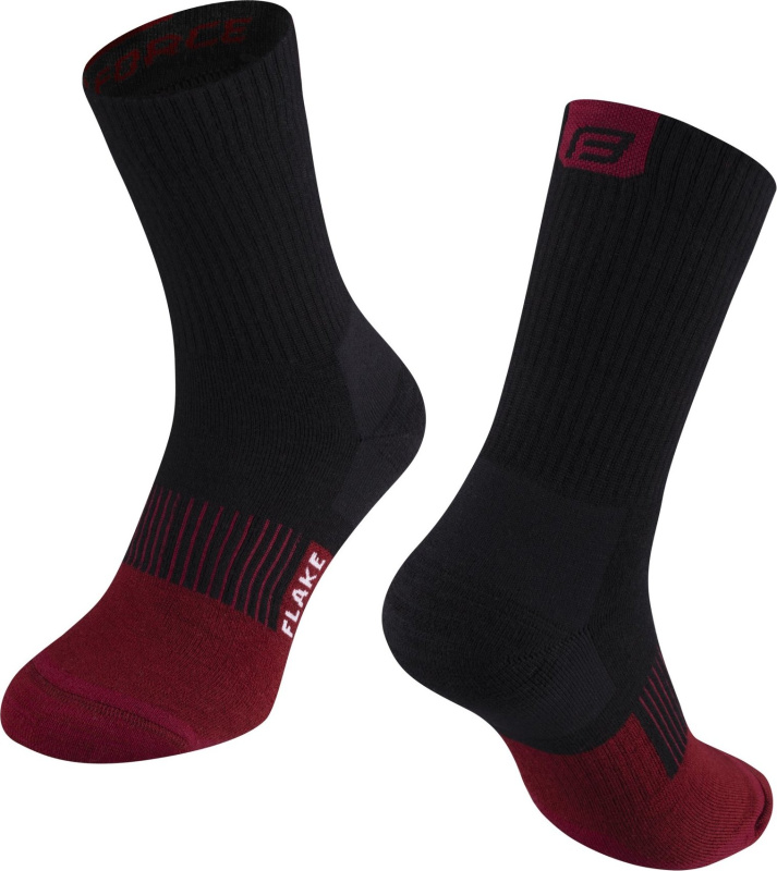 ponožky FORCE FLAKE termo, černo-bordo Velikost: S-M/36-41