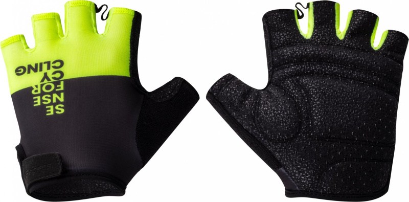 rukavice FORCE FINE, černo-fluo Velikost: S