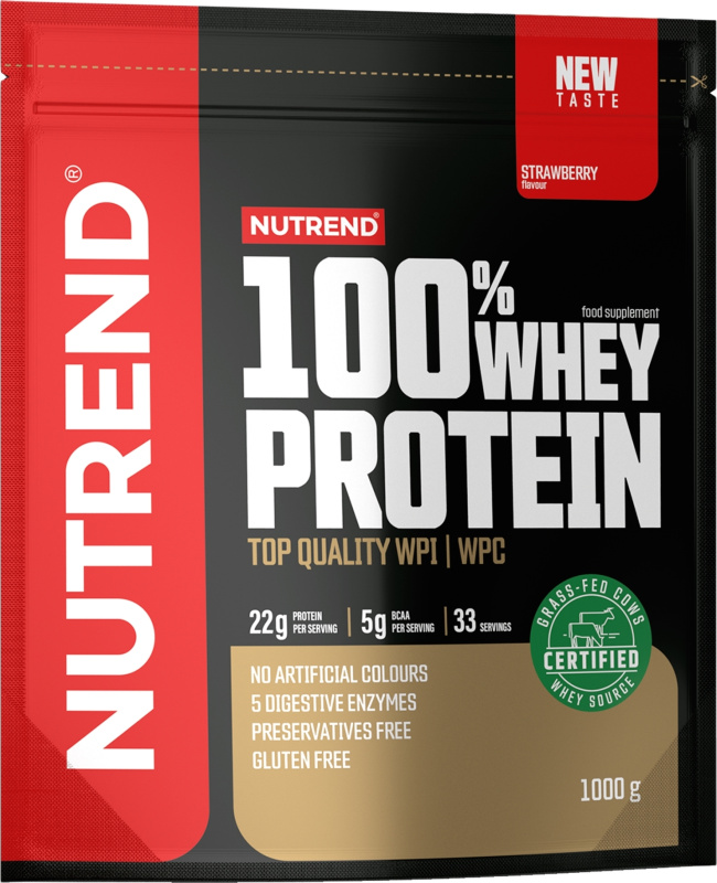 NUTREND 100% Whey Protein, sáček, 1000 g jahoda