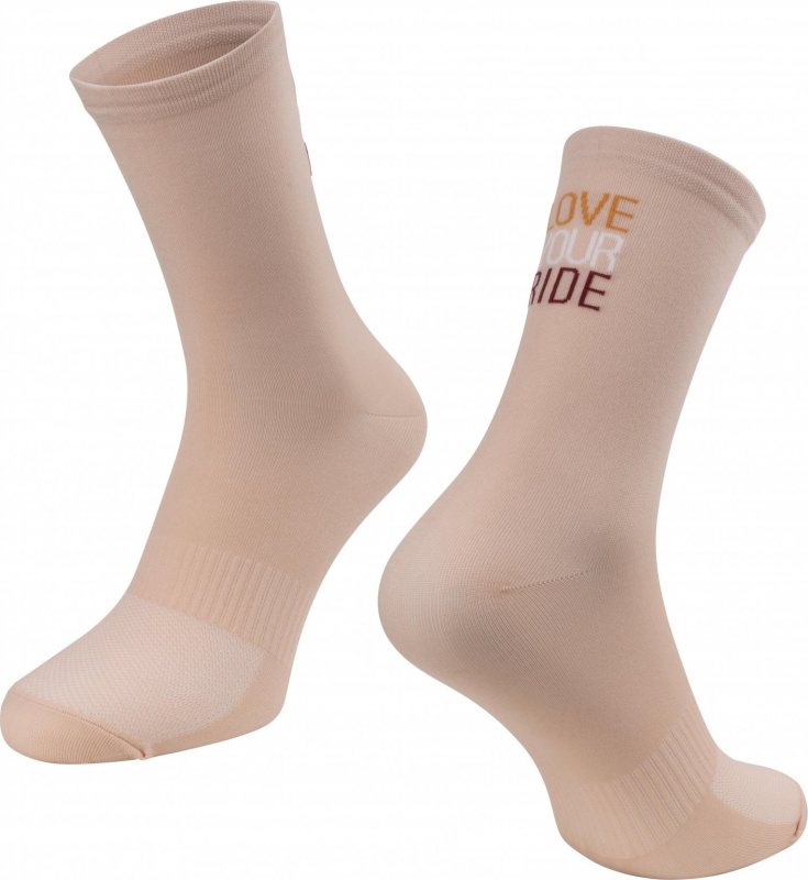 ponožky FORCE LOVE YOUR RIDE, krémové Velikost: L-XL/42-46