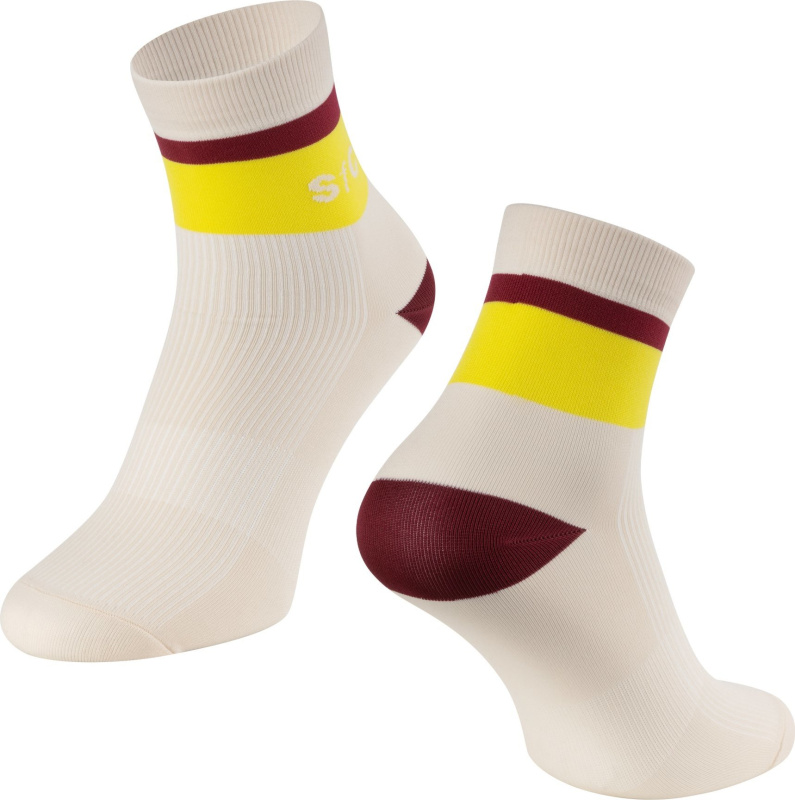 ponožky FORCE STRIPE krátké, krém-žluté Velikost: L-XL/42-46