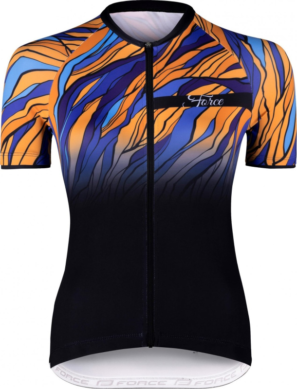 FORCE dres F LIFE UNI kr. rukáv, črn-modro-oranžový Velikost: M