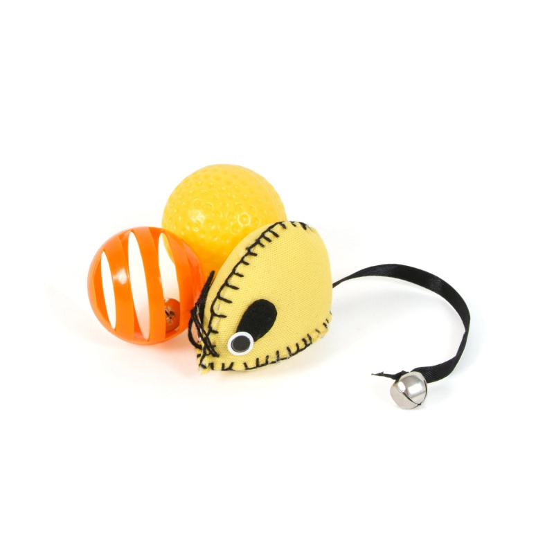 Olala Pets Hračka pro kočky - sada myška s míčky 3 ks