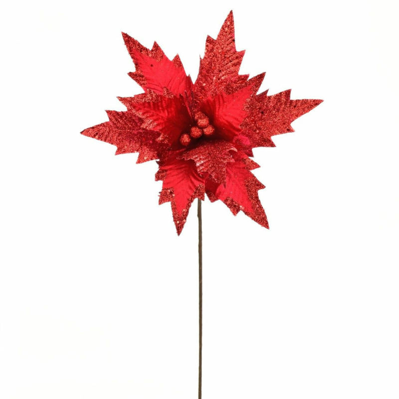 Květ POINSETTIA třpytivá 45 cm, červená