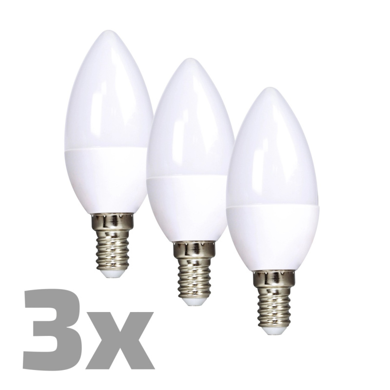EURO-LUX LED žárovka E14, 4,8 W (40 W), 470 lm, 3000 K, tvar svíčky, 3 ks