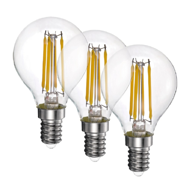 EURO-LUX LED žárovka Filament E14, 4 W, 470 lm, 2700 K, pr. 45 x 75 mm, 3 ks