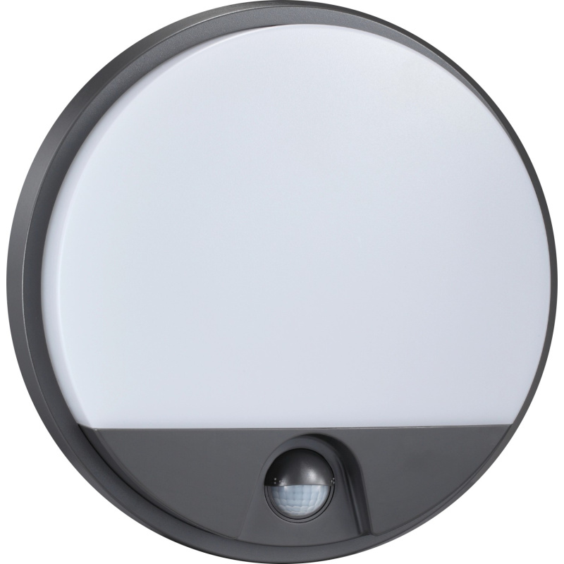 EURAKLES LED stropní svítidlo DARJA SENZOR 10W 800lm IP54 antracit pr. 21x4,9cm