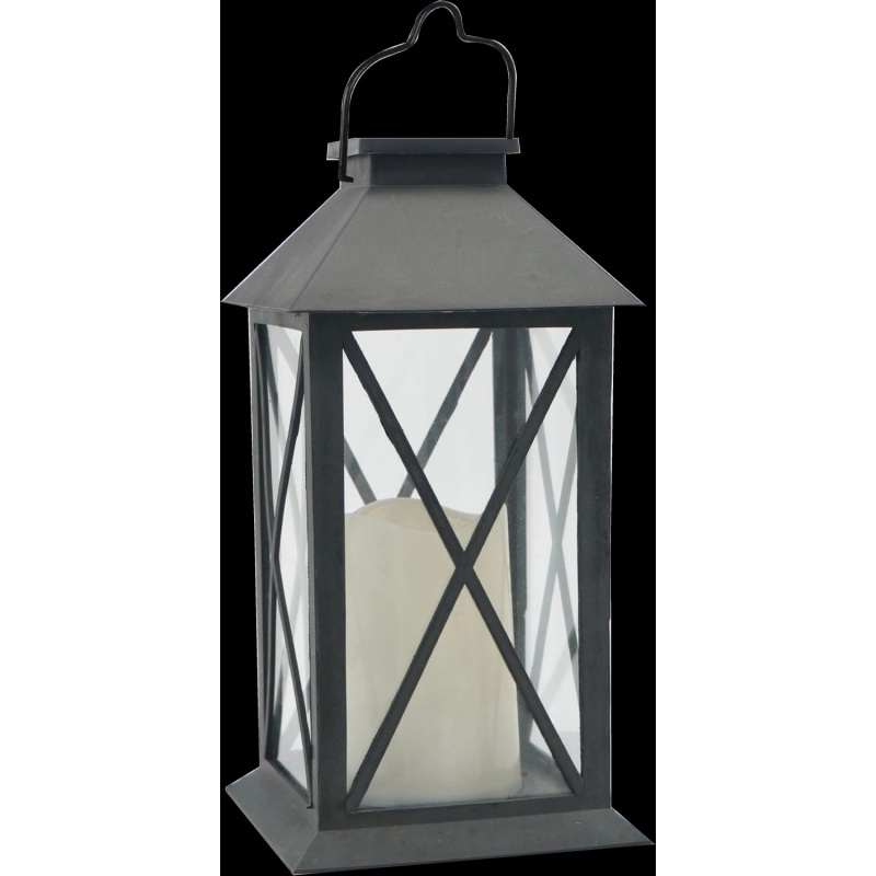 EURAKLES LED solární lampa se svíčkou černá/bílý plamínek 305 x 140 x 140 mm