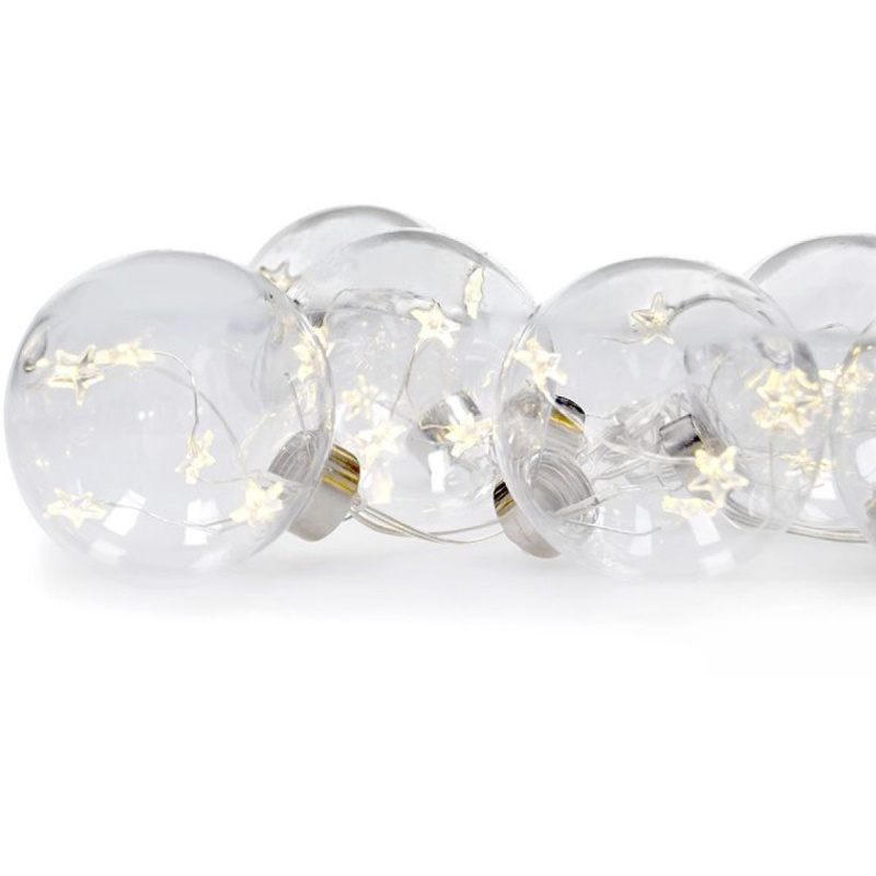 Sada LED vánočních koulí s hvězdami, vel. 8 cm, 6ks, 30 LED,časovač, tester, 3 x AA