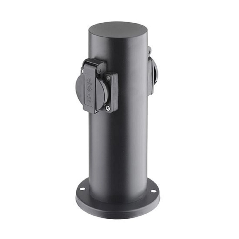 Solight Zahradní sloupek černý, 2 zásuvky, IP44, 7,5 x 7,5 x 23 cm