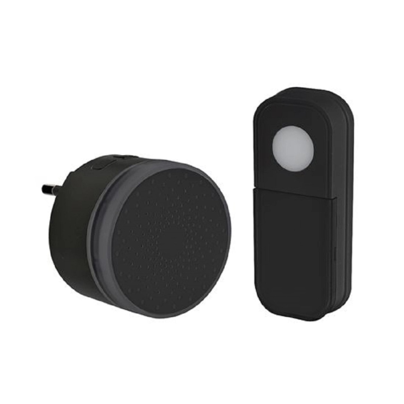 Solight Bezdrátový domovní zvonek mini 1L77 do zásuvky, learn. code, 180m, černá