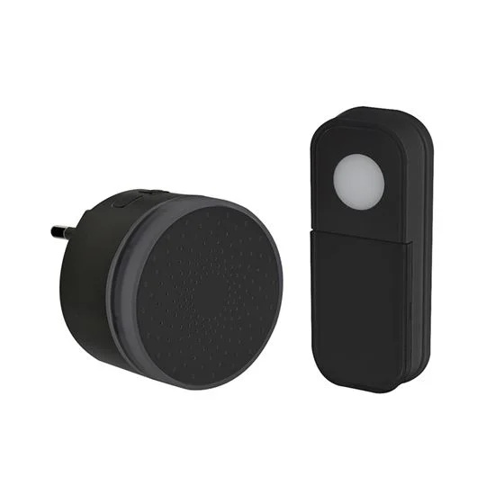 Solight Bezdrátový domovní zvonek mini 1L77 do zásuvky, learn. code, 180m, černá