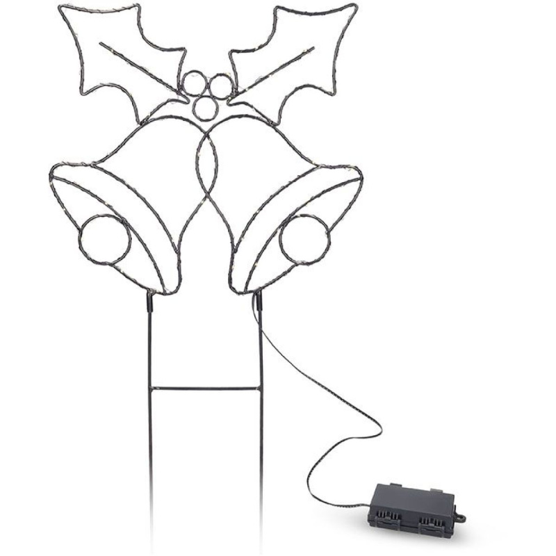 Solight LED venkovní dekorace zvonečky, 100x LED, časovač, 55cm, 3x AA