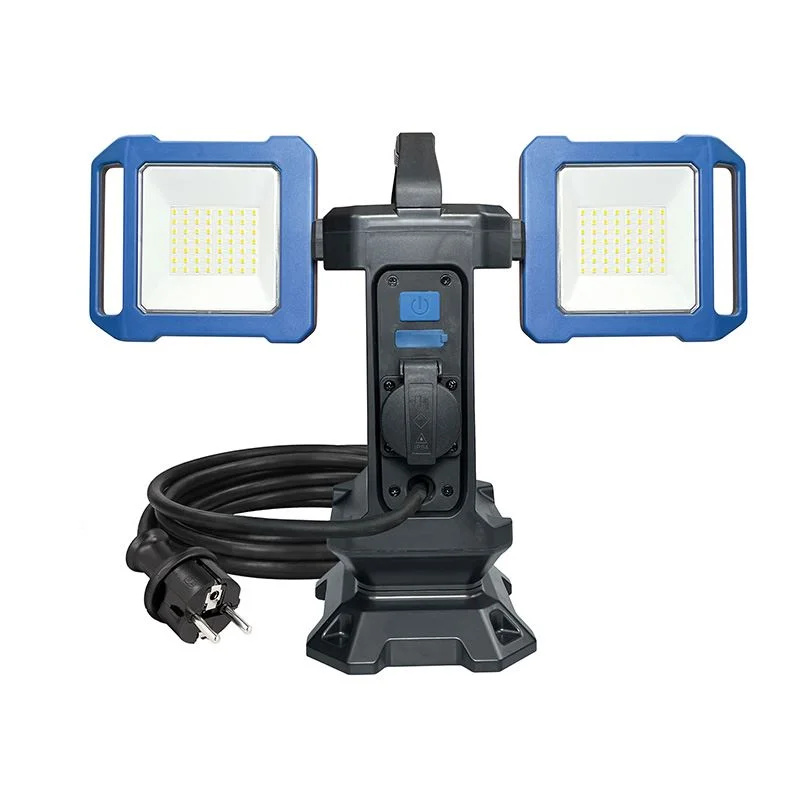 Duální přenosný LED reflektor se zásuvkou - Solight - 2x30W - 5400lm - 4000K