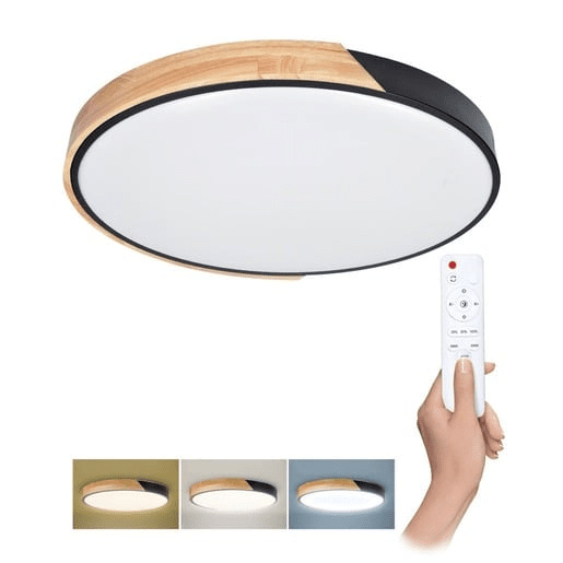 LED stropní svítidlo Solight černá kov, dřevo WO8024