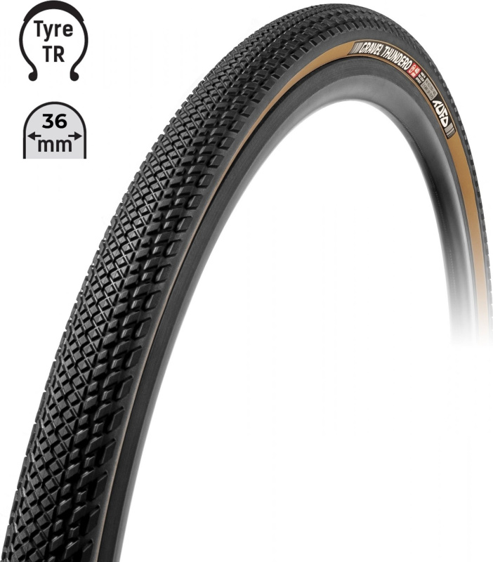 plášť TUFO Gravel THUNDERO 700x36C, bezduš.črn/béž