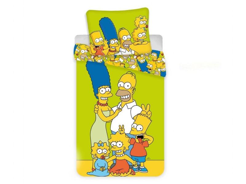 Jerry Fabrics Povlečení The Simpsons Family Green 140x200, 70x90 cm