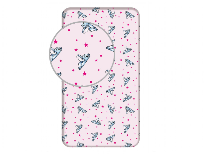 Jerry Fabrics Prostěradlo Lilo and Stitch Pink Stars 90x200x25 cm