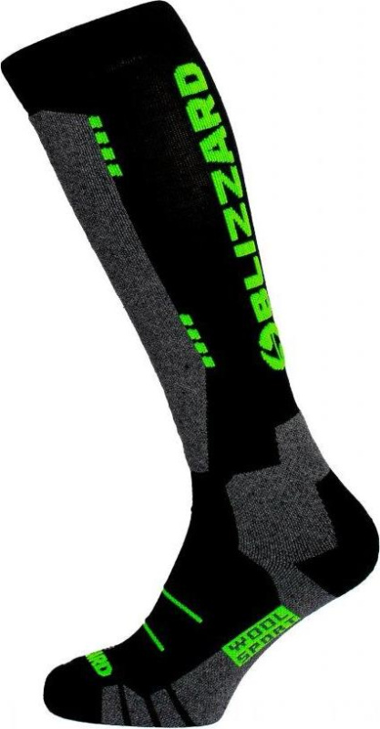 Dětské lyžařské podkolenky BLIZZARD Wool Sport černá/zelená Velikost: 27/29
