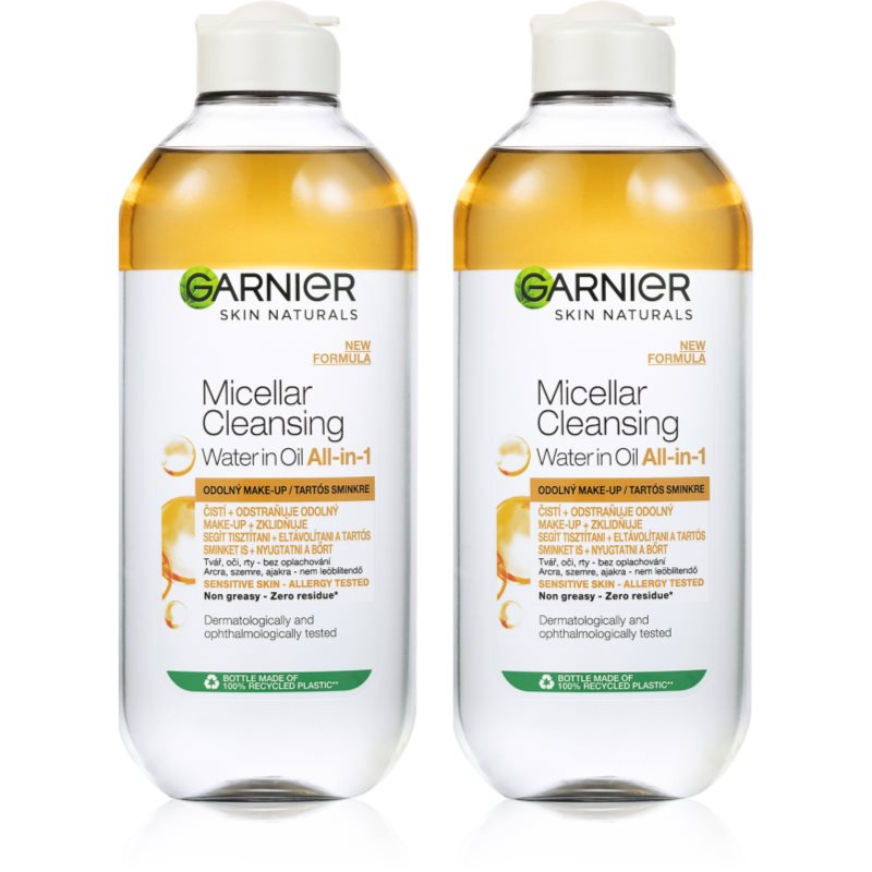 Garnier Skin Naturals dvoufázová micelární voda 3 v 1 2 x 400ml