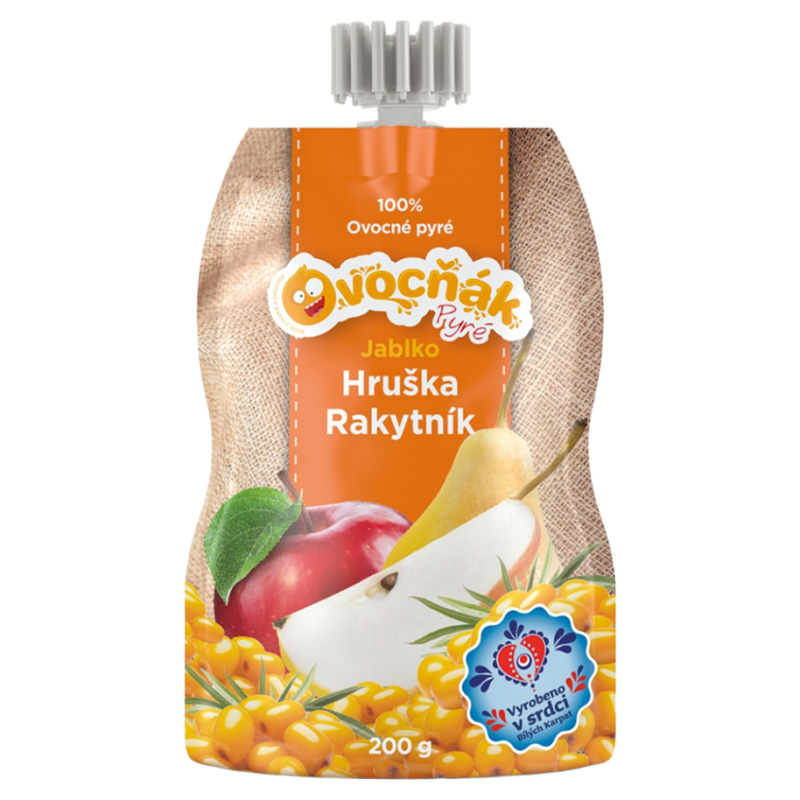 OVOCŇÁK Pyré jablko s hruškou a rakytník 200 g