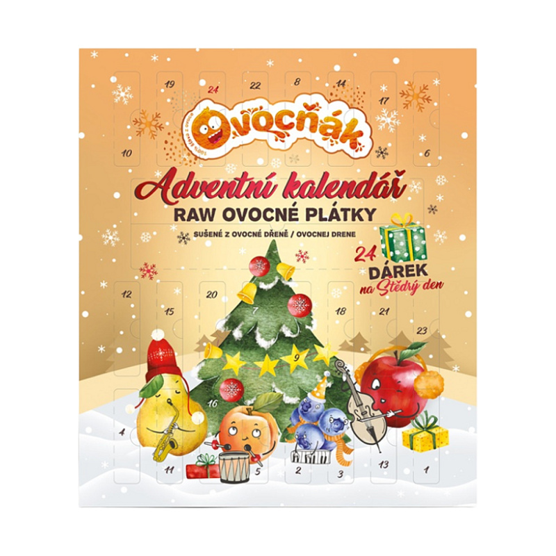 OVOCŇÁK Adventní kalendář mix ovocných plátků s překvapením 240 g