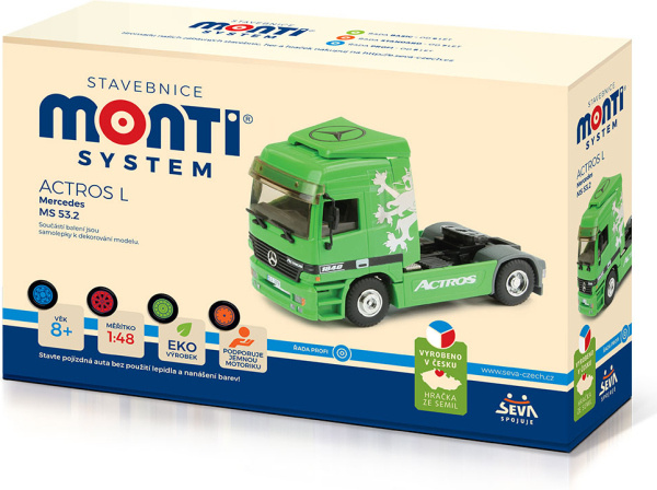 Stavebnice Monti System MS 53.2 Actros L (zelený) 1:48 v krabici 22x15x6cm