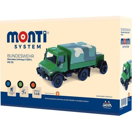 Stavebnice Monti System MS 30 Bundeswehr Mercedes Unimog 1:48 v krabici 22x15x6cm