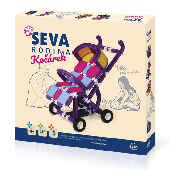 Stavebnice SEVA RODINA Kočárek plast 293 dílků v krabici 35x33x5cm 4+