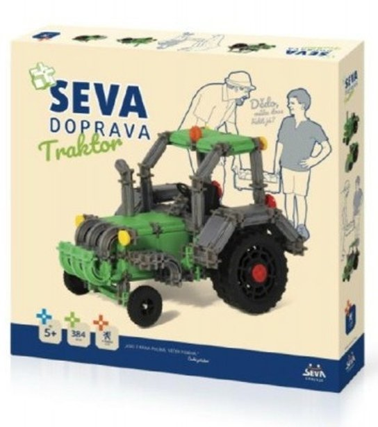 Stavebnice SEVA DOPRAVA Trakor plast 384 dílků v krabici 35x33x5cm 5+
