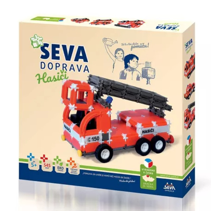 Stavebnice SEVA DOPRAVA Hasiči plast 545 dílků v krabici 35x33x5cm