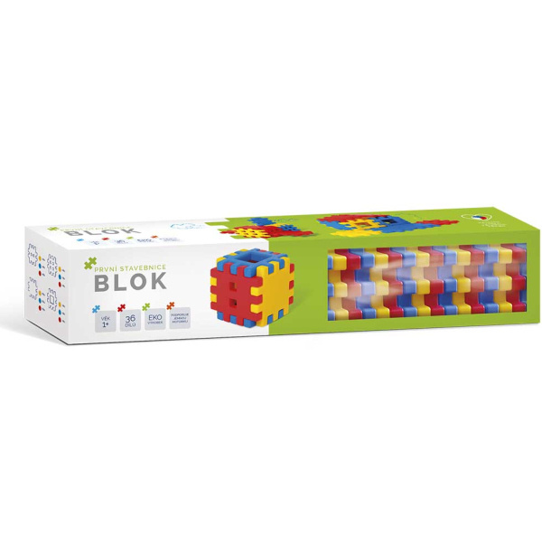 První stavebnice Blok 36ks v krabici 34x7x7cm 12m+