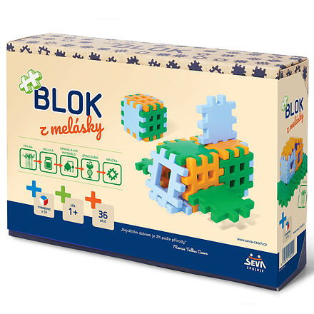 Stavebnice BLOK z melásky 36ks v krabici 22x15x6cm 12m+