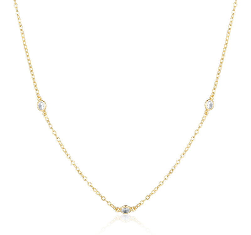 JVD Slušivý pozlacený náhrdelník se zirkony SVLN0558XK5GO45