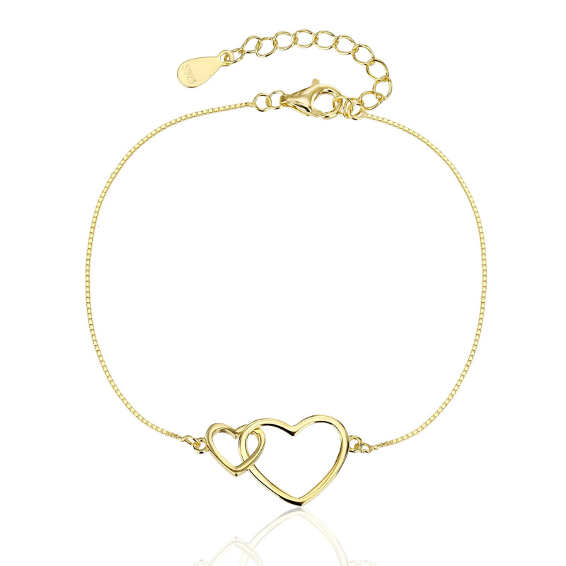JVD Romantický pozlacený náramek propojená srdce SVLB0559XJ6GO18