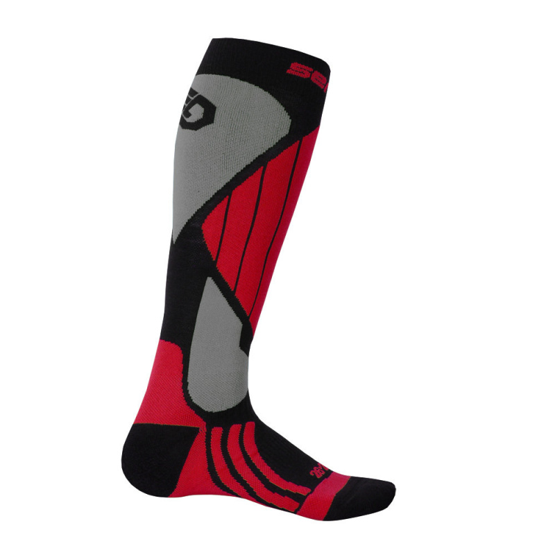 SENSOR PONOŽKY SNOW PRO MERINO černá/červená/šedá Velikost: M/39-42