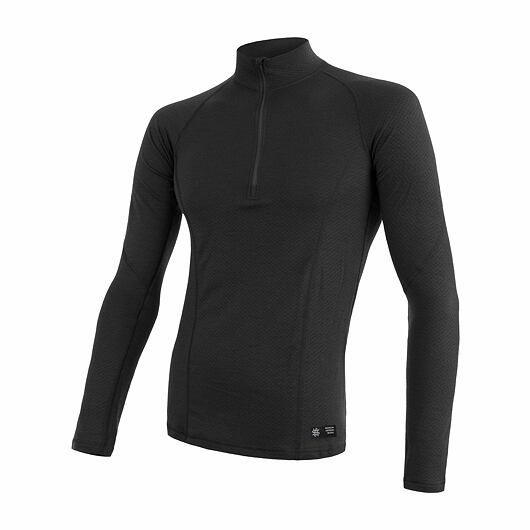 Pánské merino tričko SENSOR df černá/zip Barva: černá, Velikost: M