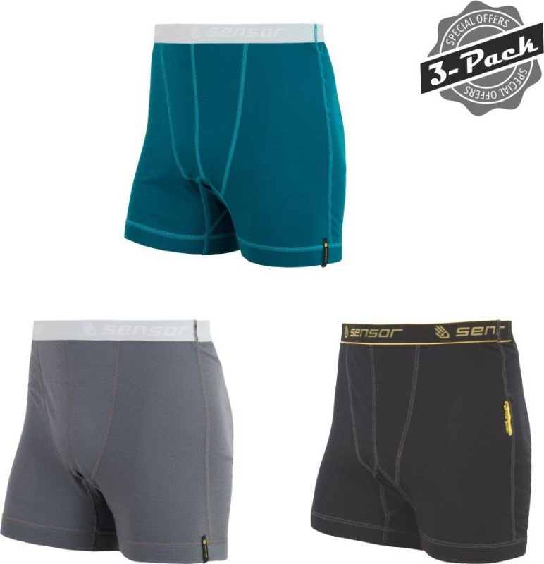 Pánské funkční boxerky SENSOR Double face černá/modrá/šedá Barva: Modrá, Velikost: M