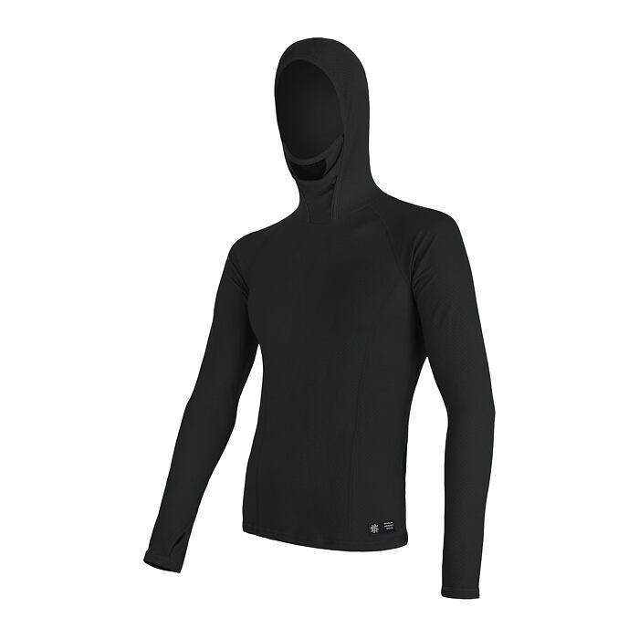 Pánské merino tričko s kapucí SENSOR df černá Barva: černá, Velikost: M